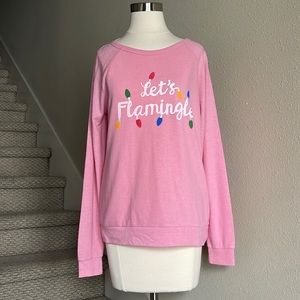 PJ Salvage Sz M Pink Graphic "Let's Flamingle" Thermal Top